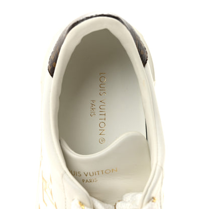 Louis Vuitton Calfskin Monogram Debossed Time Out Sneakers 37 White Gold 7 of 11