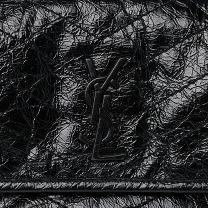 Saint Laurent Crinkled Calfskin Matelasse Monogram Baby Niki Chain Satchel Black 8 of 11