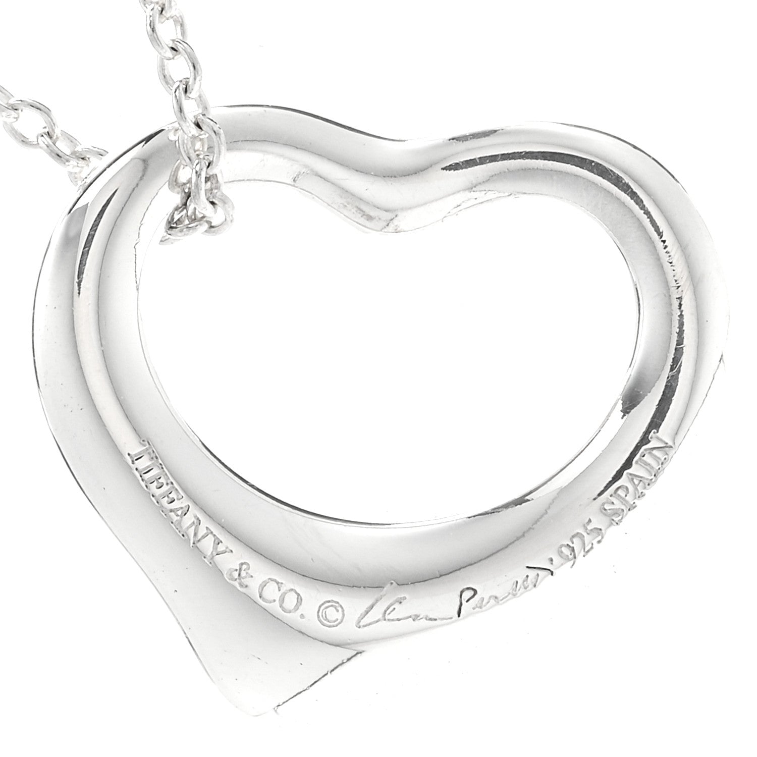 Tiffany Sterling Silver 16mm Elsa Peretti Open Heart Pendant Necklace 5 of 5