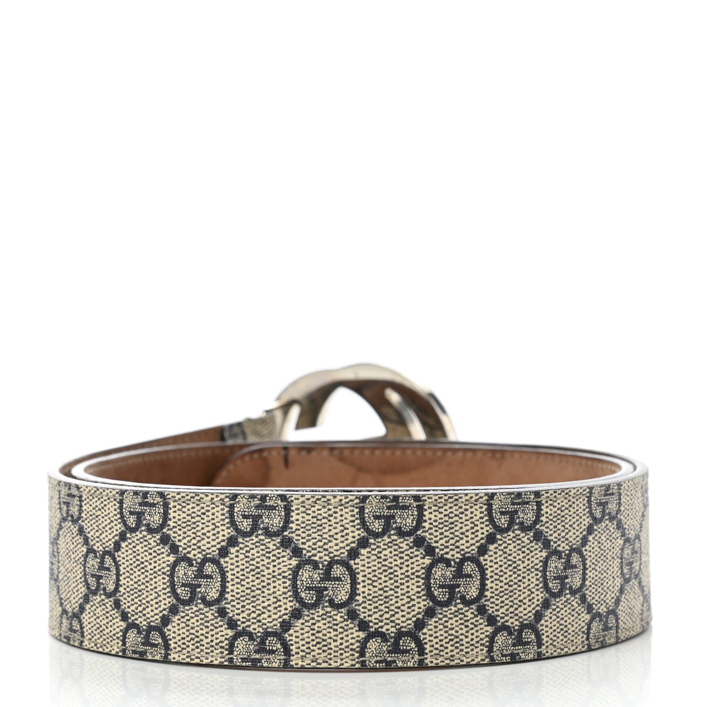 GG Supreme Monogram Selleria Calfskin Interlocking G 40mm Belt Beige Ebony Blue