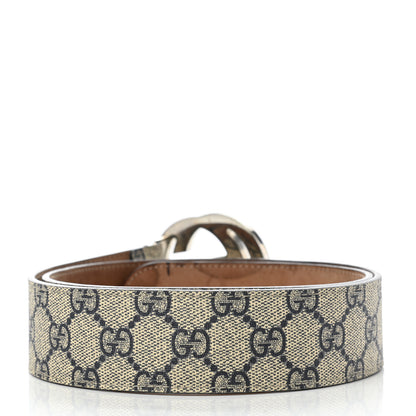 Gucci GG Supreme Monogram Selleria Calfskin Interlocking G 40mm Belt Beige Ebony Blue 2 of 5