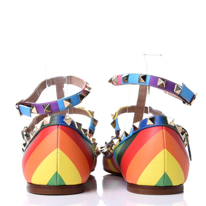 Valentino Garavani Calfskin 1973 Rockstud Cage Ballerina Flats 38.5 Multicolor 3 of 5