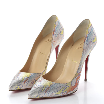 Christian Louboutin Metallic Lurex Flame Printed Pigalle Follies 100 Pumps 39 Multicolor 3 of 8