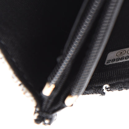 Chanel Tweed Quilted Wallet On Chain WOC Black Ecru White 7 of 10