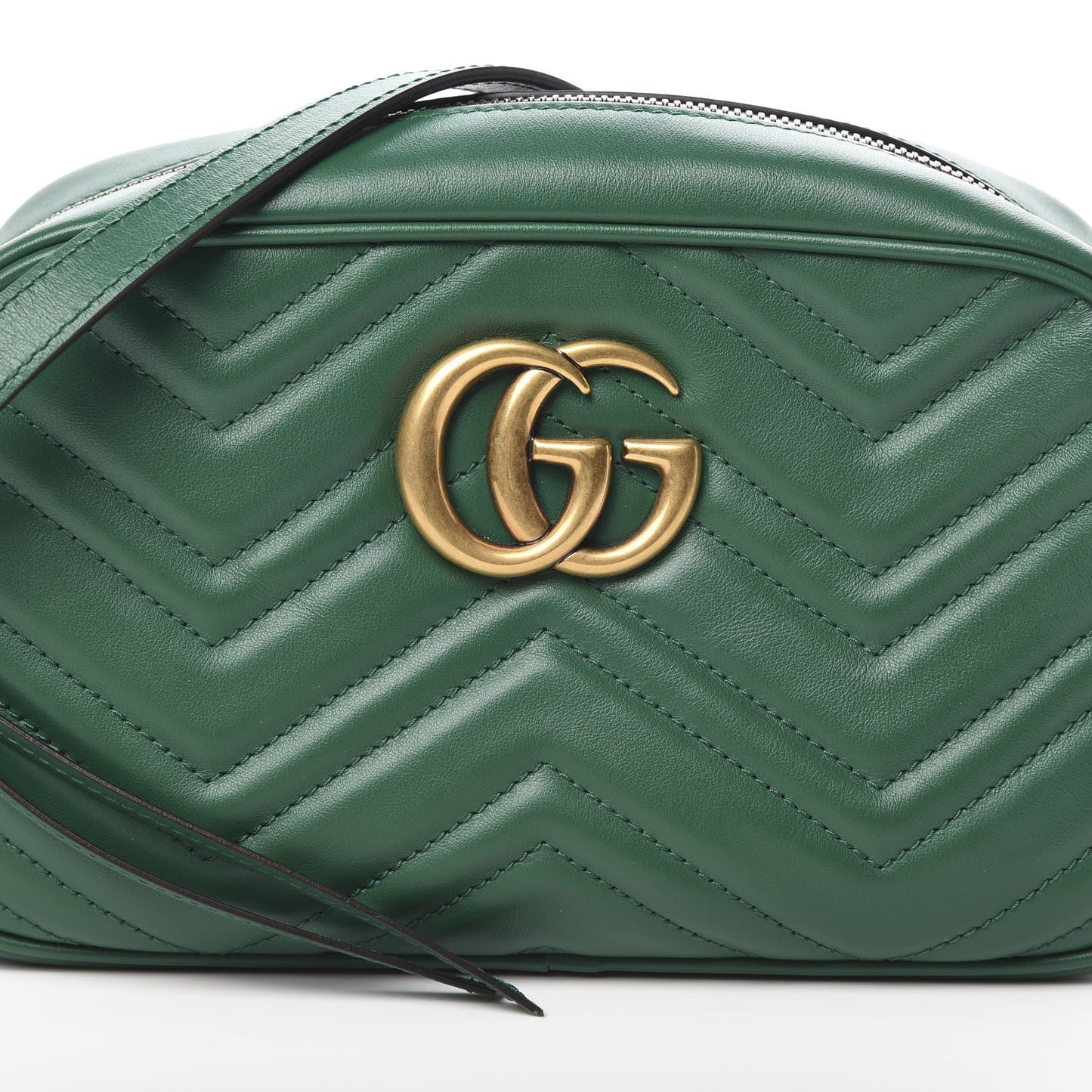 Calfskin Matelasse Small GG Marmont Chain Shoulder Bag Emerald Green