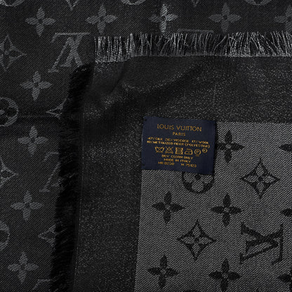 Louis Vuitton Silk Lurex Wool Monogram Shine Shawl Black 3 of 3