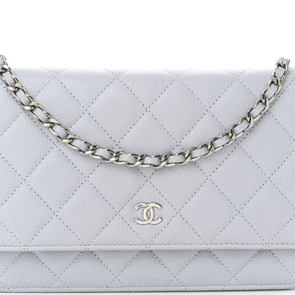 Chanel Caviar Quilted Wallet On Chain WOC Light Grey 9 of 11