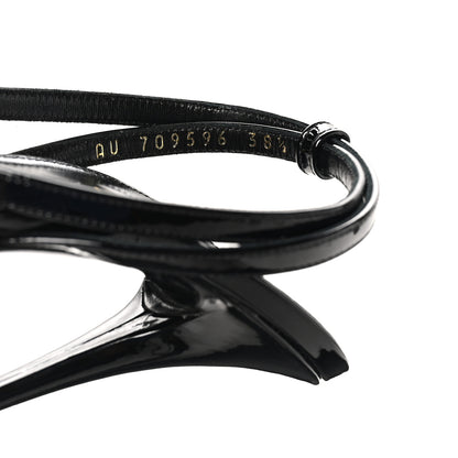 Saint Laurent Patent Calfskin Gippy 110 Crystal Sandals 38.5 Black 8 of 10