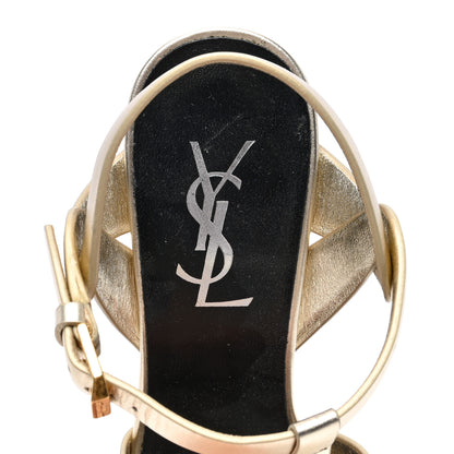 Saint Laurent Metallic Calfskin Tribute 105 Platform Sandals 36 Gold 7 of 7