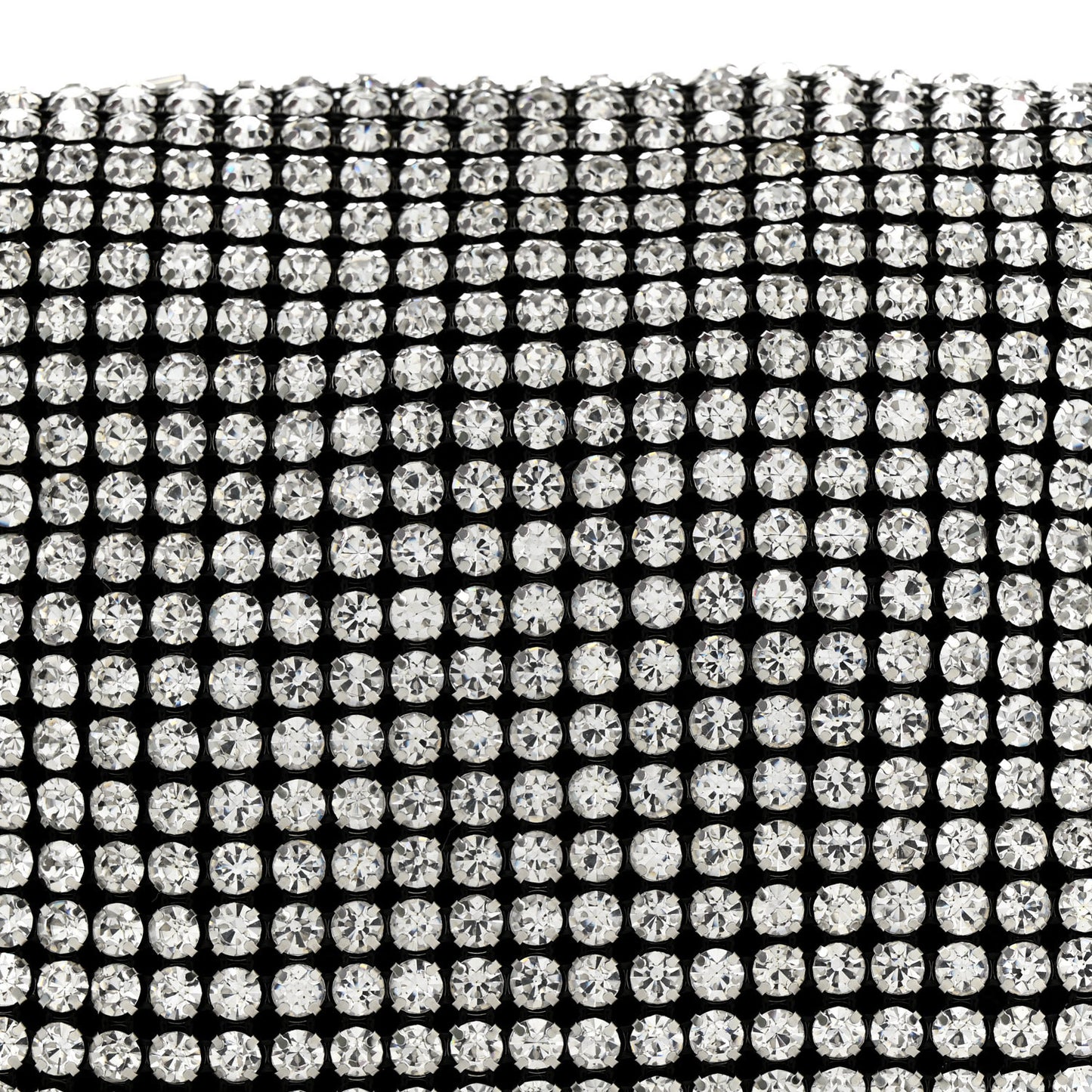 Mesh Crystal Rhinestone Mini Heiress Pouch Black Silver