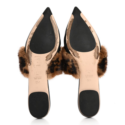 Fendi Calfskin Mink Fur FF Flat Mules 38.5 Black 6 of 10