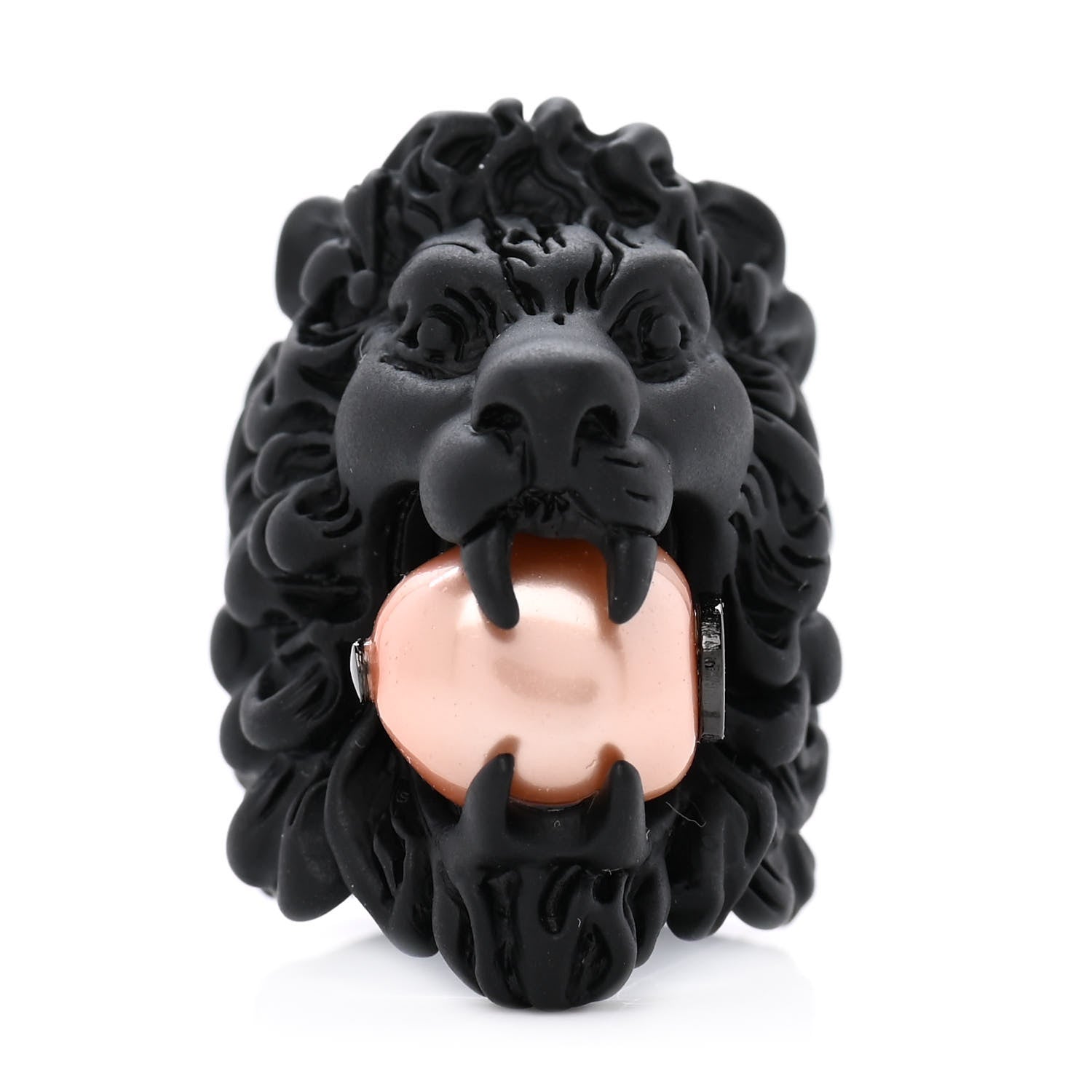 Gucci Glass Pearl Lion Head Ring 8 Black Pink 1 of 6