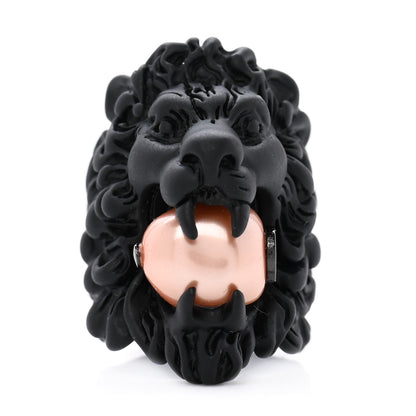 Gucci Glass Pearl Lion Head Ring 8 Black Pink 1 of 6