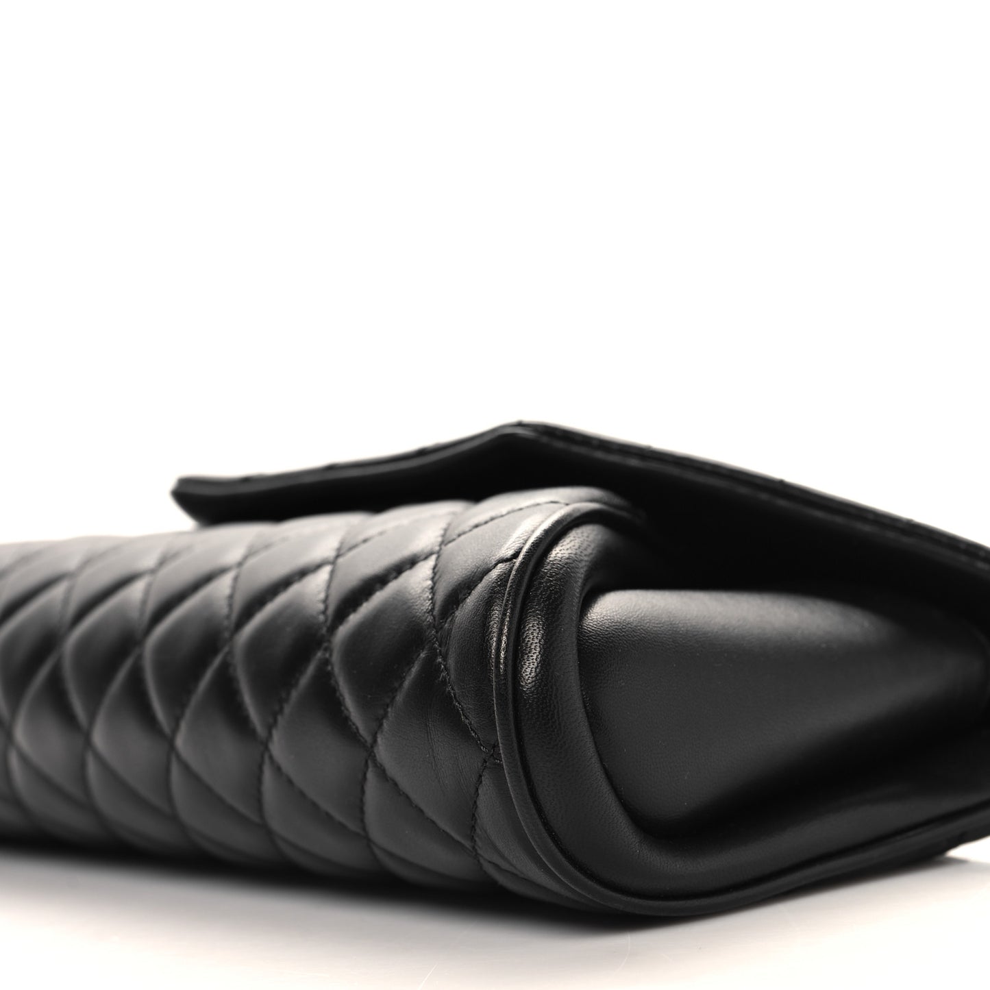 Lambskin Quilted Fold Up Again Clutch Black
