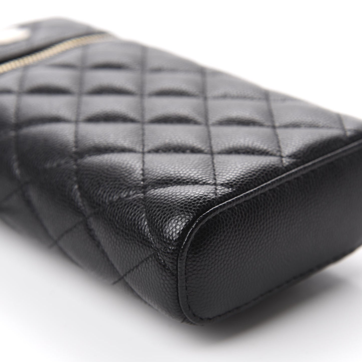 Caviar Quilted Phone Holder With Chain Black
