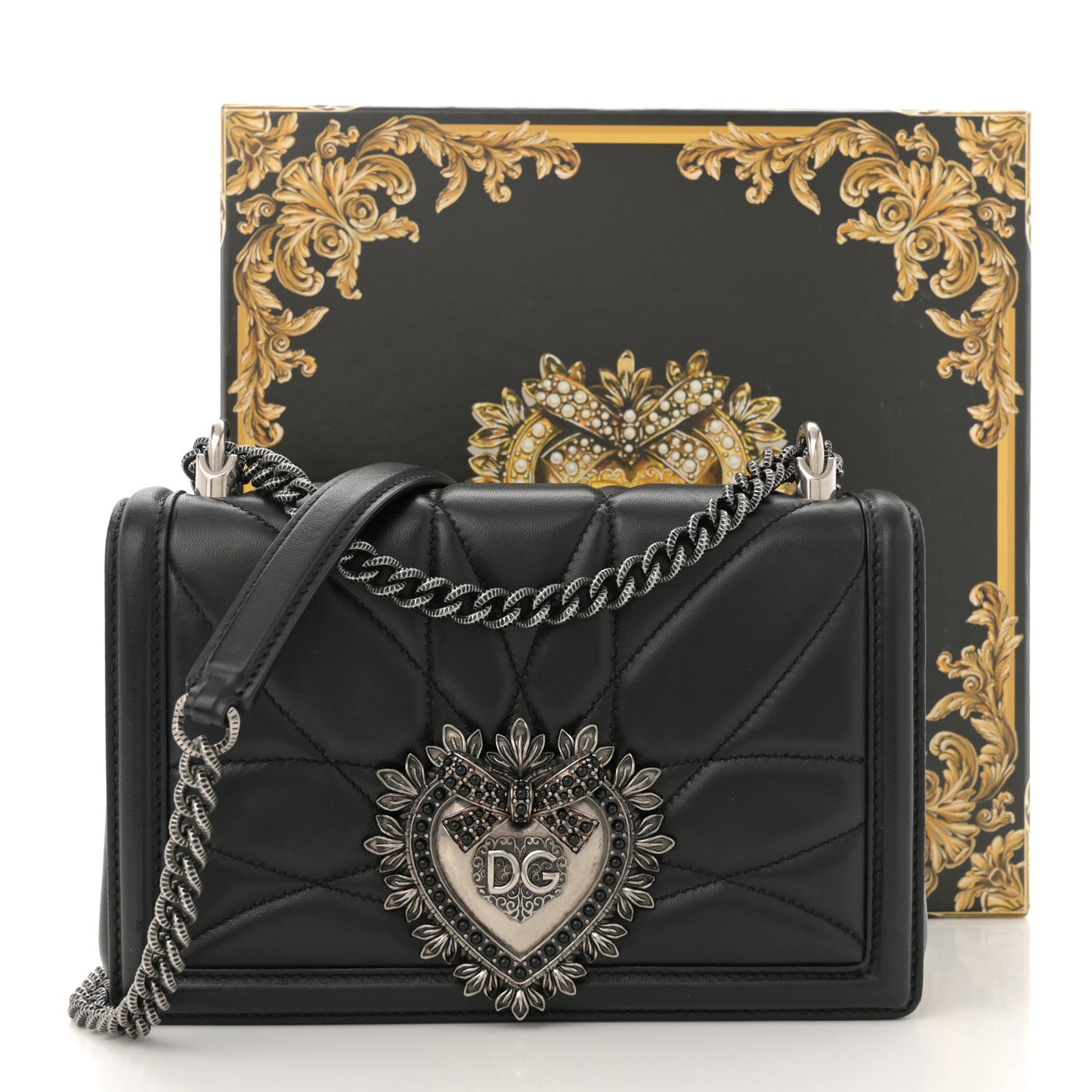 Calfskin Medium Devotion Crossbody Bag Black