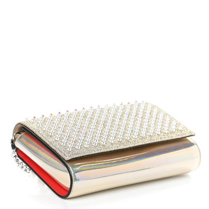Christian Louboutin Glitter Metallic Patent Calfskin Psychic Spikes Paloma Clutch Gold 4 of 10