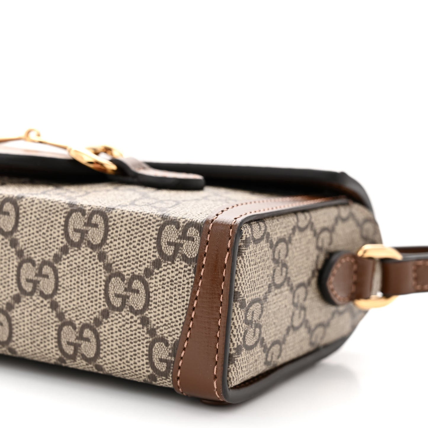 GG Supreme Monogram Mini Horsebit 1955 Shoulder Bag Beige Brown Sugar