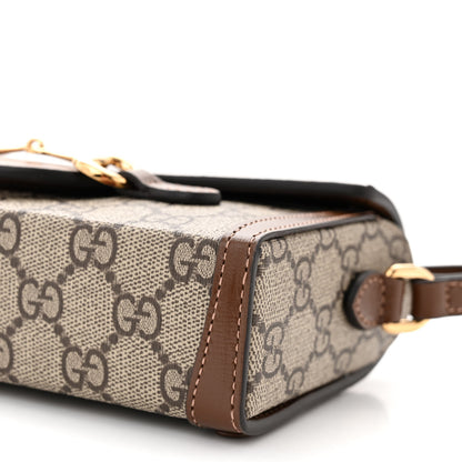 Gucci GG Supreme Monogram Mini Horsebit 1955 Shoulder Bag Beige Brown Sugar 10 of 11