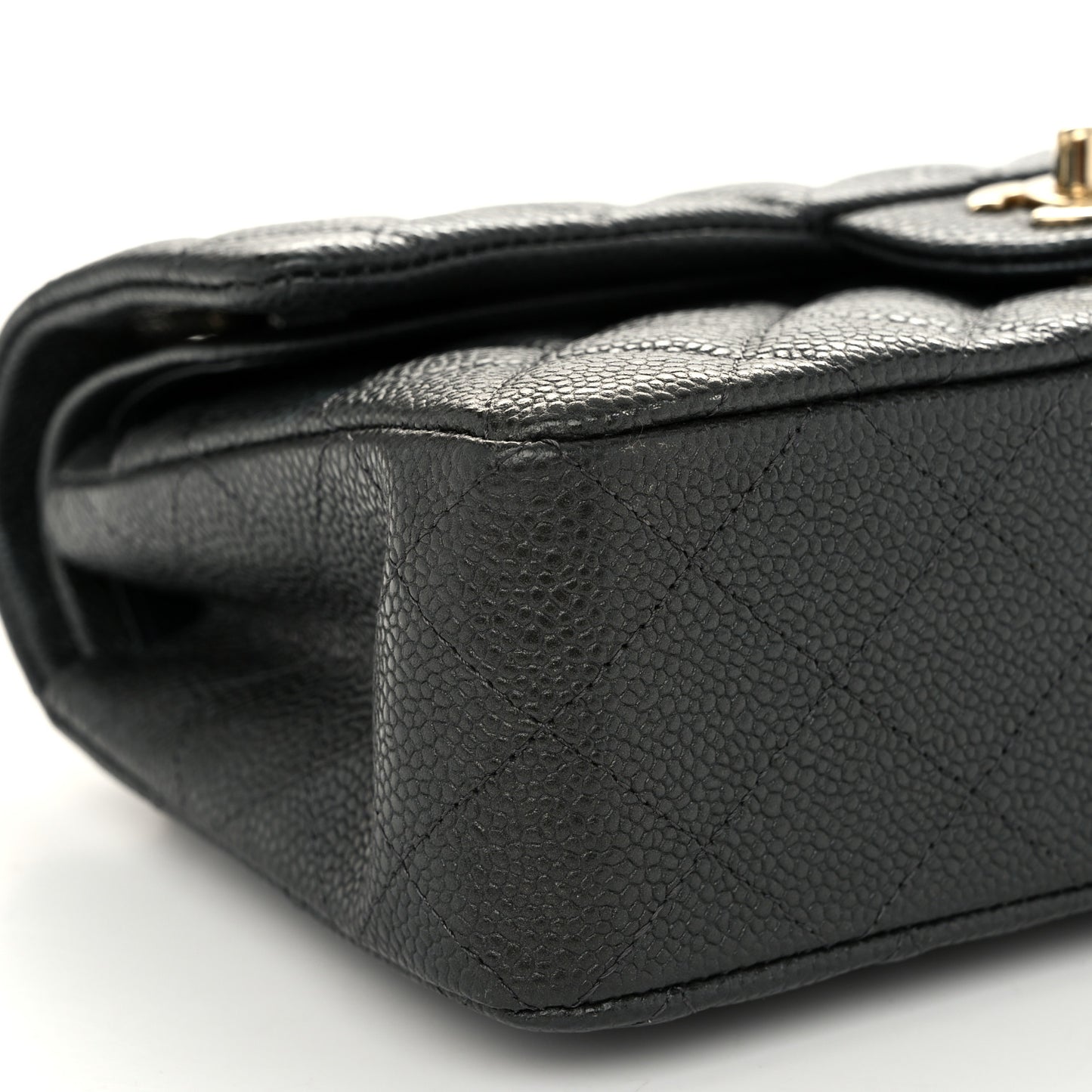 Caviar Quilted Small Double Flap Dark Grey