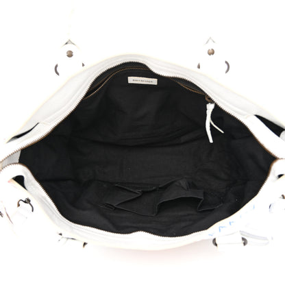 Balenciaga Agneau Graffiti All Over Classic Hardware City White Bleu Rouge 5 of 13