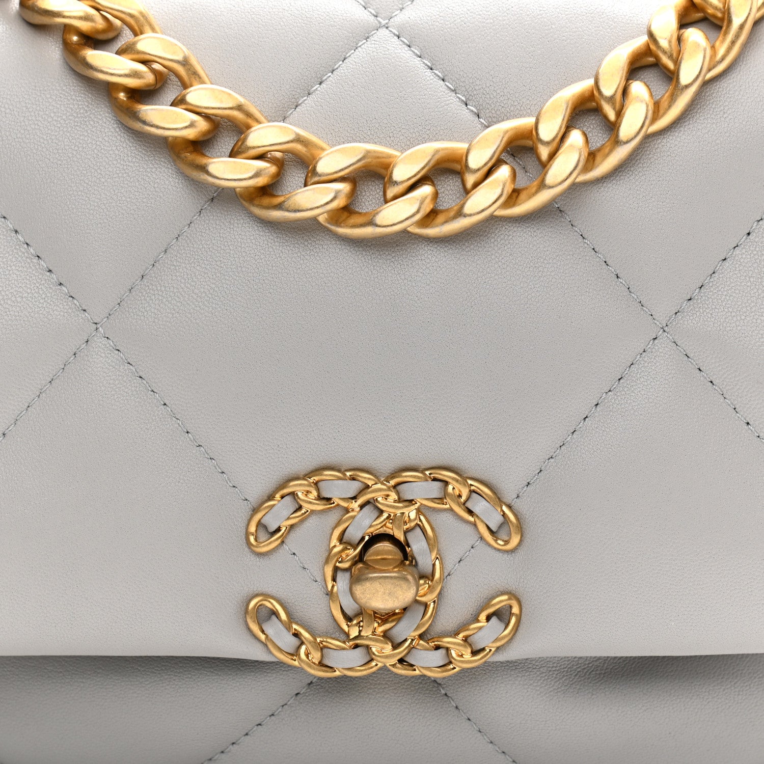 Chanel Lambskin Quilted Medium Chanel 19 Flap Grey 8 of 10