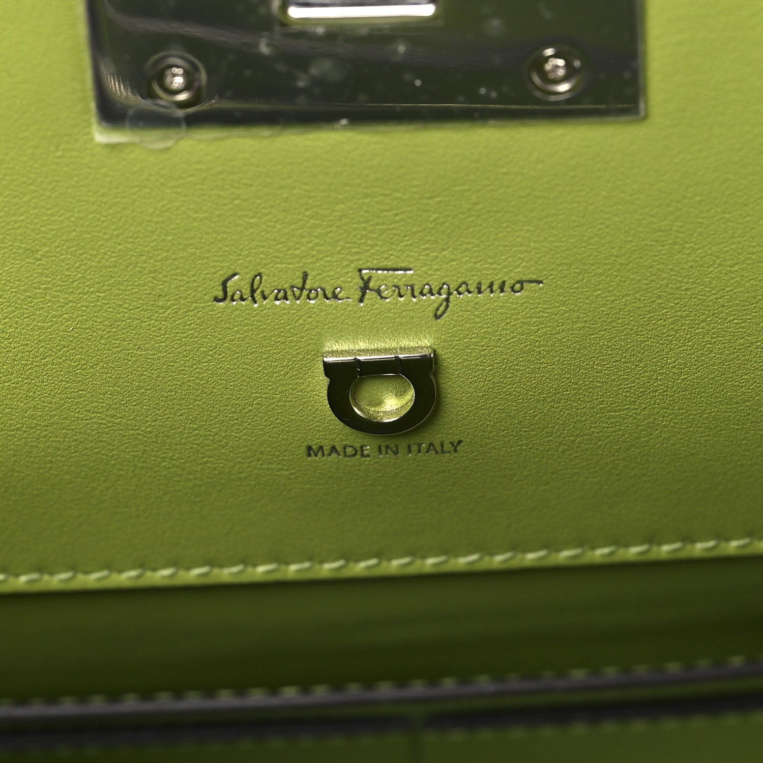 Salvatore Ferragamo Calfskin The Studio Bag Pine Absinthe 6 of 12