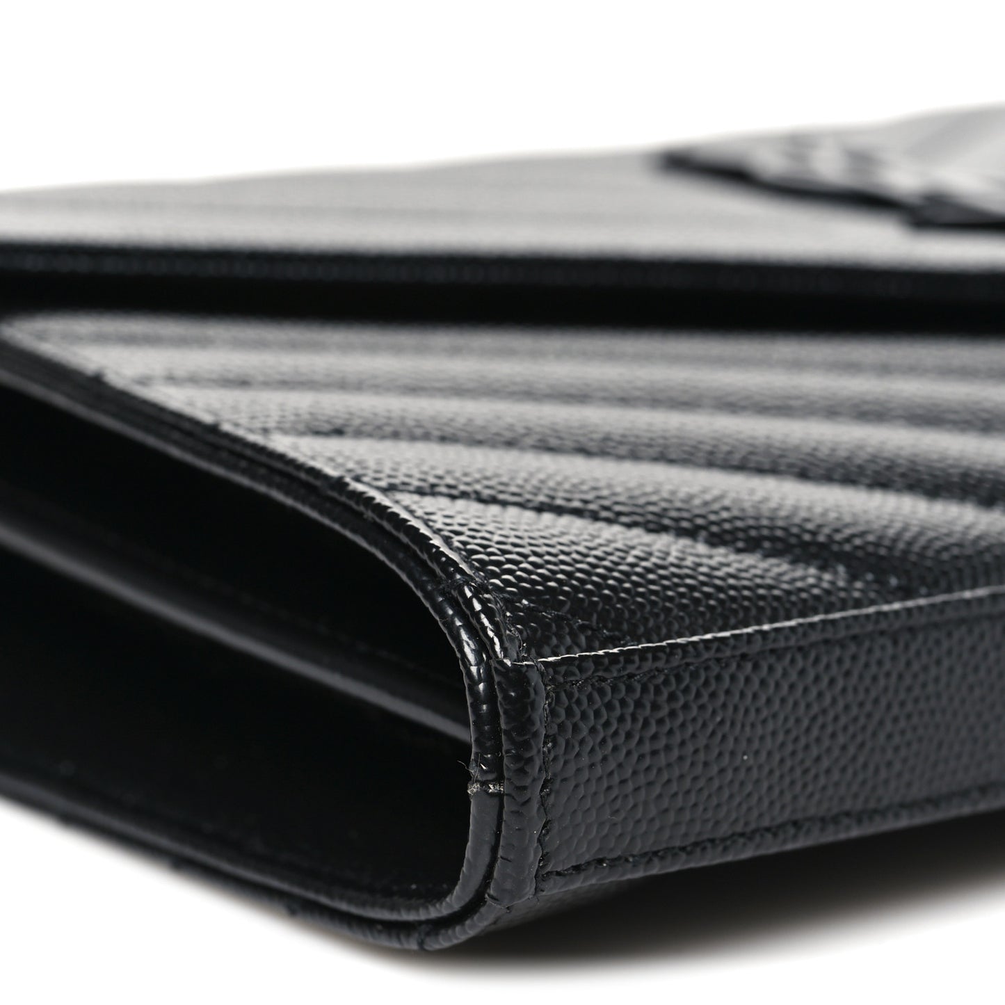 Grain De Poudre Matelasse Chevron Monogram Monochrome Chain Wallet Black