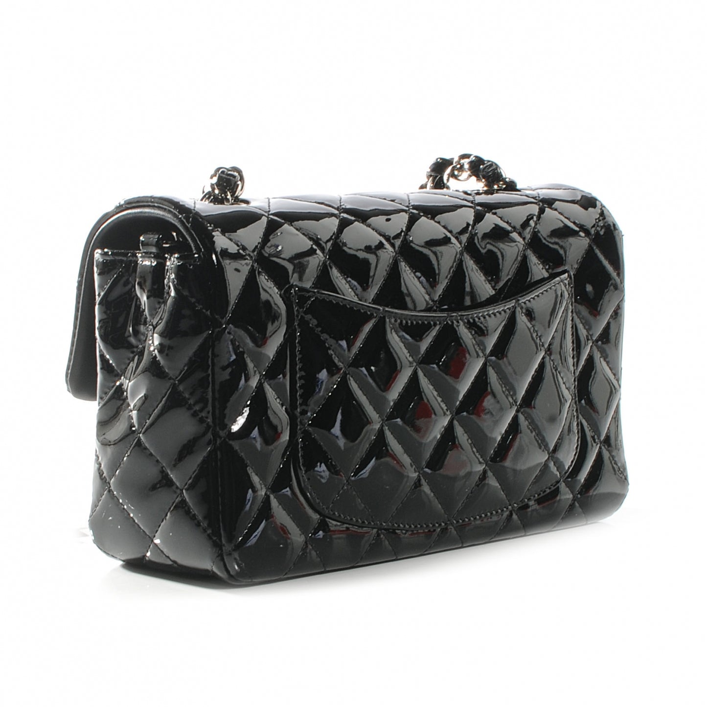 Patent Quilted Mini Flap Black