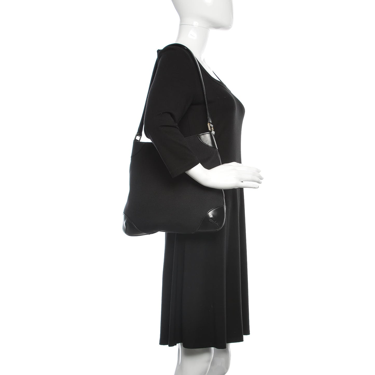 Canvas Signature Hobo Shoulder Bag Black
