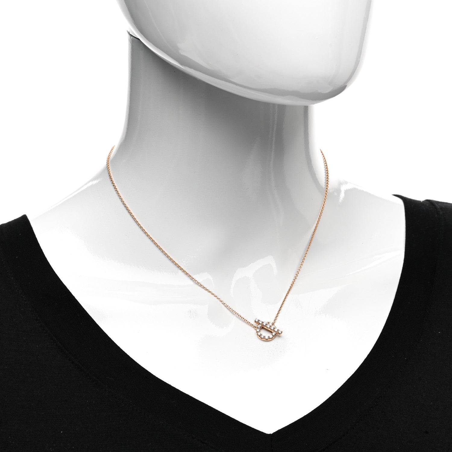Hermes 18K Rose Gold Diamond Finesse Pendant Necklace 2 of 5