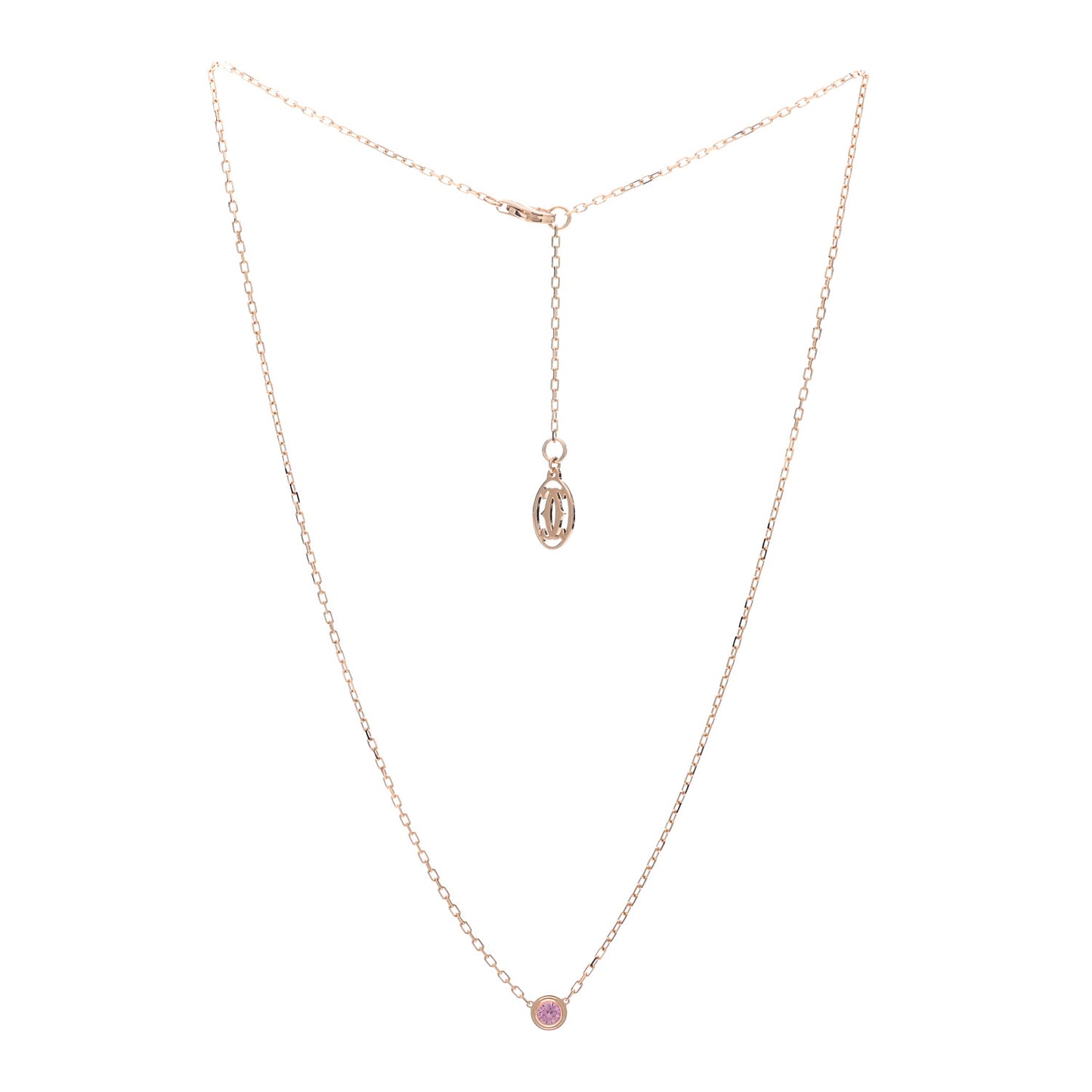 18K Pink Gold Pink Sapphire D'Amour Pendant Necklace