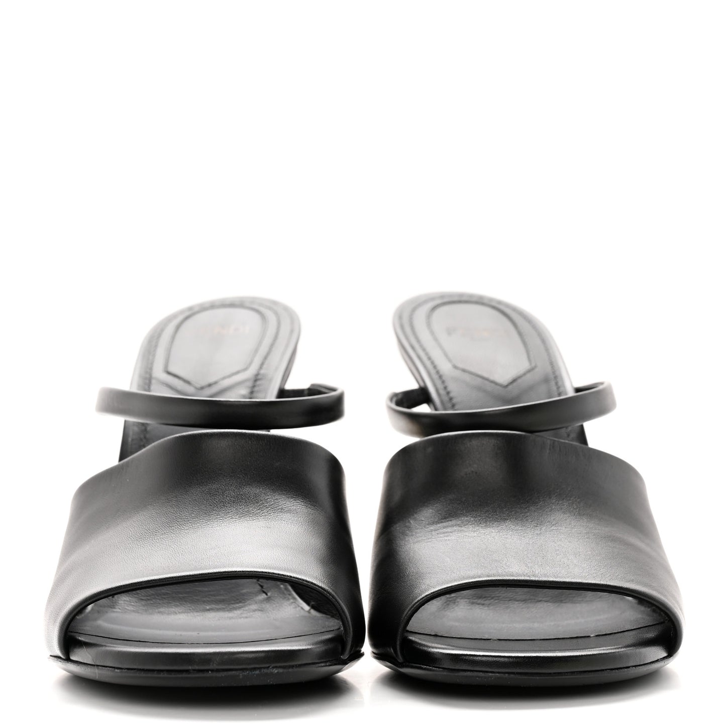 Calfskin Fendi First 95mm Slide Sandals 38 Black