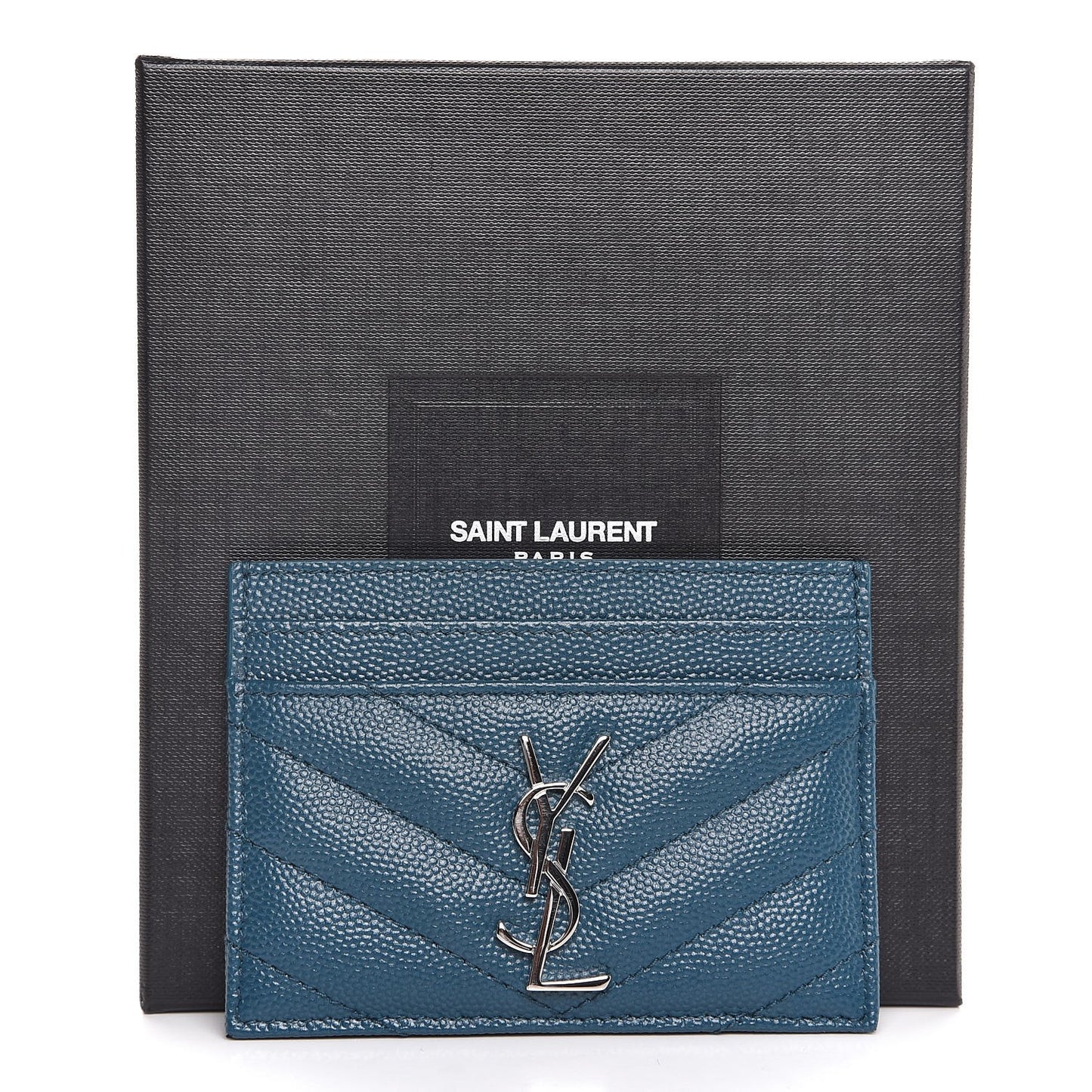 Grain De Poudre Matelasse Chevron Monogram Credit Card Case Peacock Green