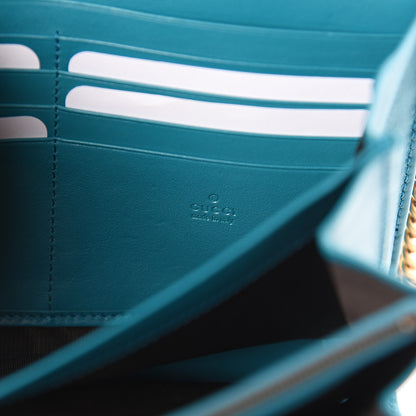 Gucci Velvet Matelasse GG Marmont Chain Wallet Pavone Cyan 5 of 7
