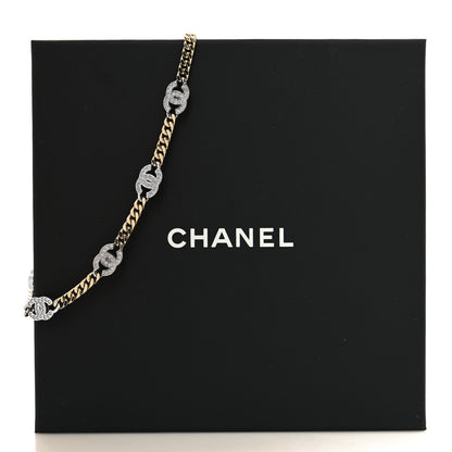 Chanel Crystal Chain CC Link Choker Gold Silver 5 of 5