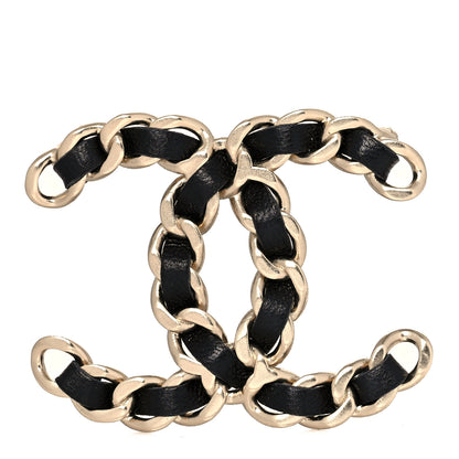 Chanel Lambskin Chain CC Brooch Black Gold 1 of 6