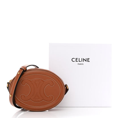 Celine Smooth Calfskin Cuir Small Triomphe Oval Crossbody Purse Tan 10 of 10