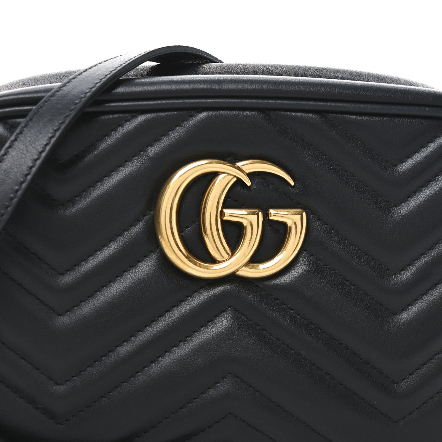 Gucci Calfskin Matelasse Small GG Marmont Chain Shoulder Bag Black 8 of 13