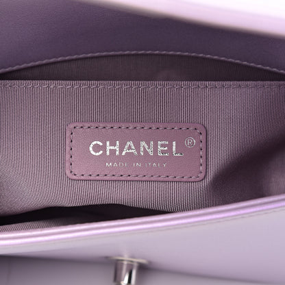Chanel Metallic Lambskin Chevron Quilted Small Boy Flap Purple 6 of 11