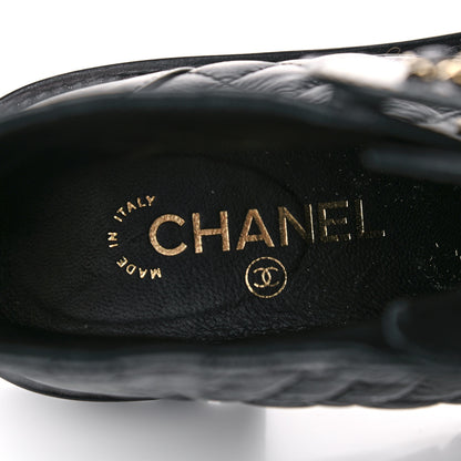 Chanel Shiny Goatskin Calfskin Quilted Lace Up Combat Boots 38 Black 12 of 13