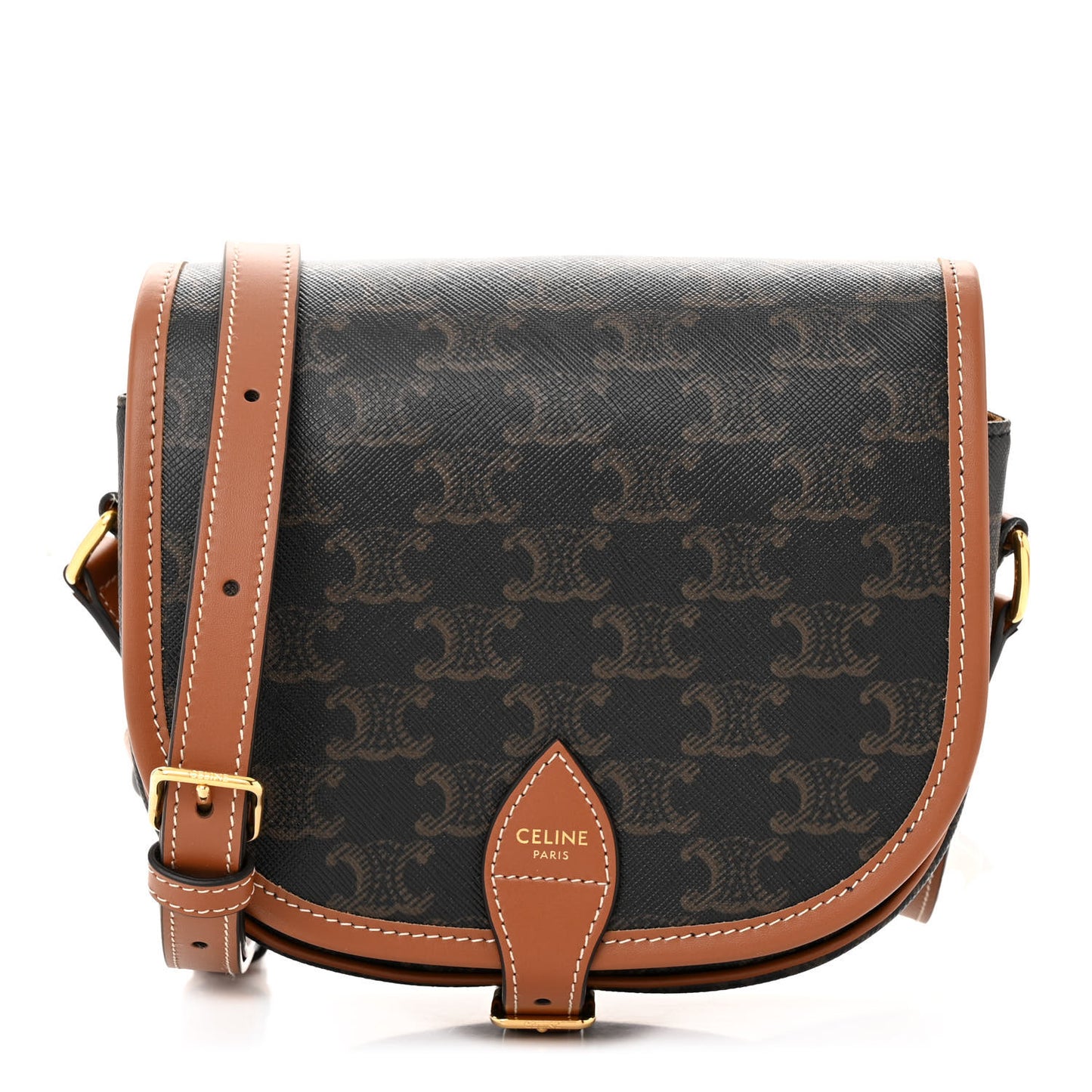 Triomphe Canvas Medium Folco Bag Tan