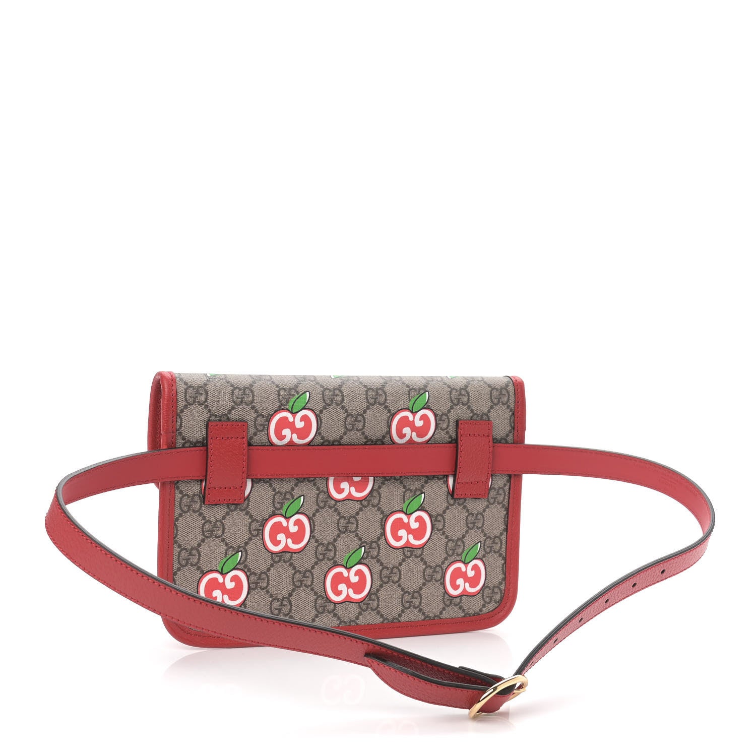 Gucci GG Supreme Monogram Apple Interlocking G Belt Bag Beige Multicolor Lobster Red 3 of 9
