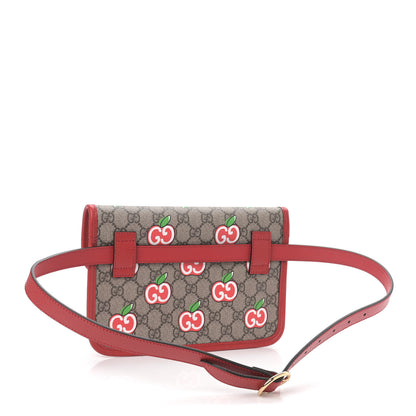 Gucci GG Supreme Monogram Apple Interlocking G Belt Bag Beige Multicolor Lobster Red 3 of 9