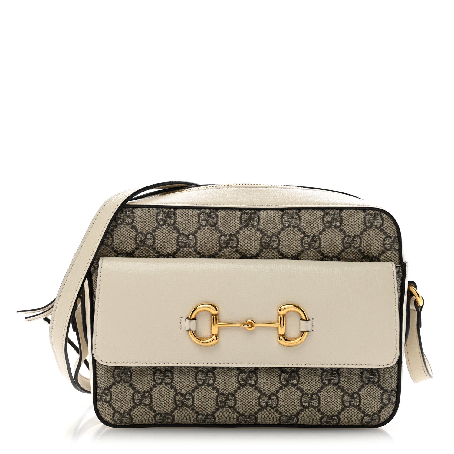 Gucci GG Supreme Monogram Small Horsebit 1955 Shoulder Bag Beige Mystic White 1 of 12