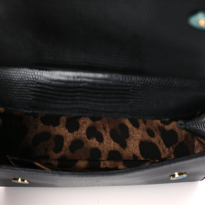 Dolce & Gabbana Stampa Iguana Crystal Small Miss Sicily Satchel Black 5 of 8