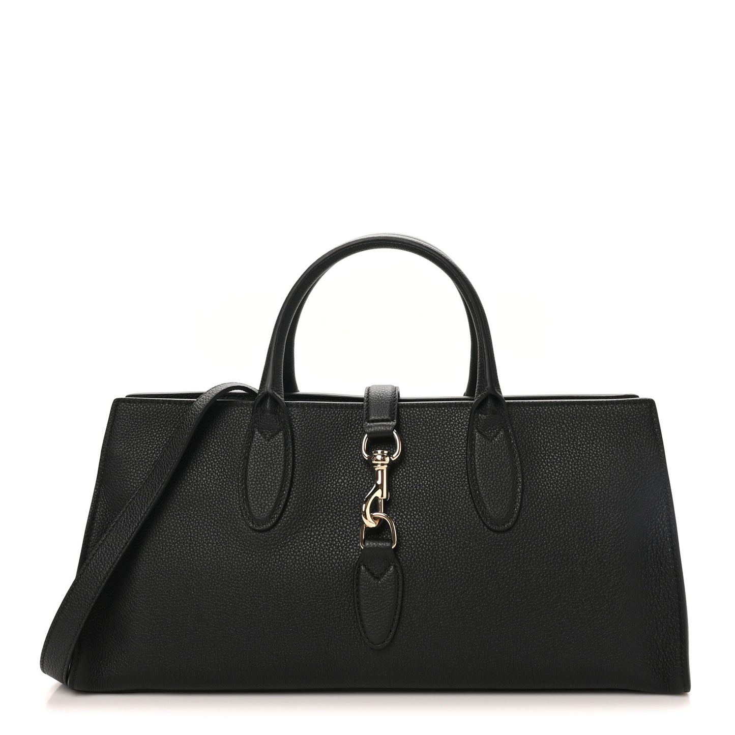 Grained Calfskin Medium Jackie Top Handle Bag Black
