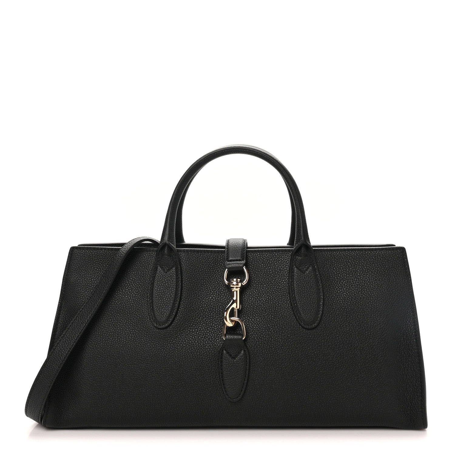 Gucci Grained Calfskin Medium Jackie Top Handle Bag Black 1 of 10