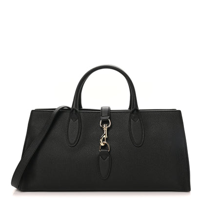 Gucci Grained Calfskin Medium Jackie Top Handle Bag Black 1 of 10