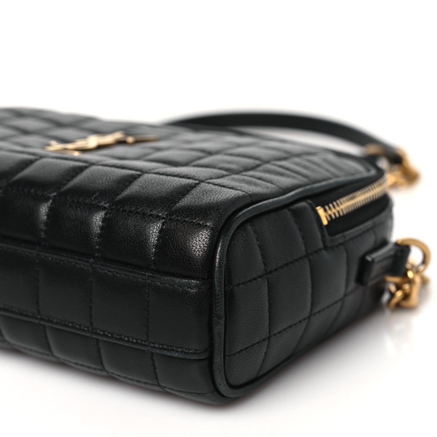 Saint Laurent Lambskin Carre Quilted Cassandre Mini Camera Bag Black 9 of 11